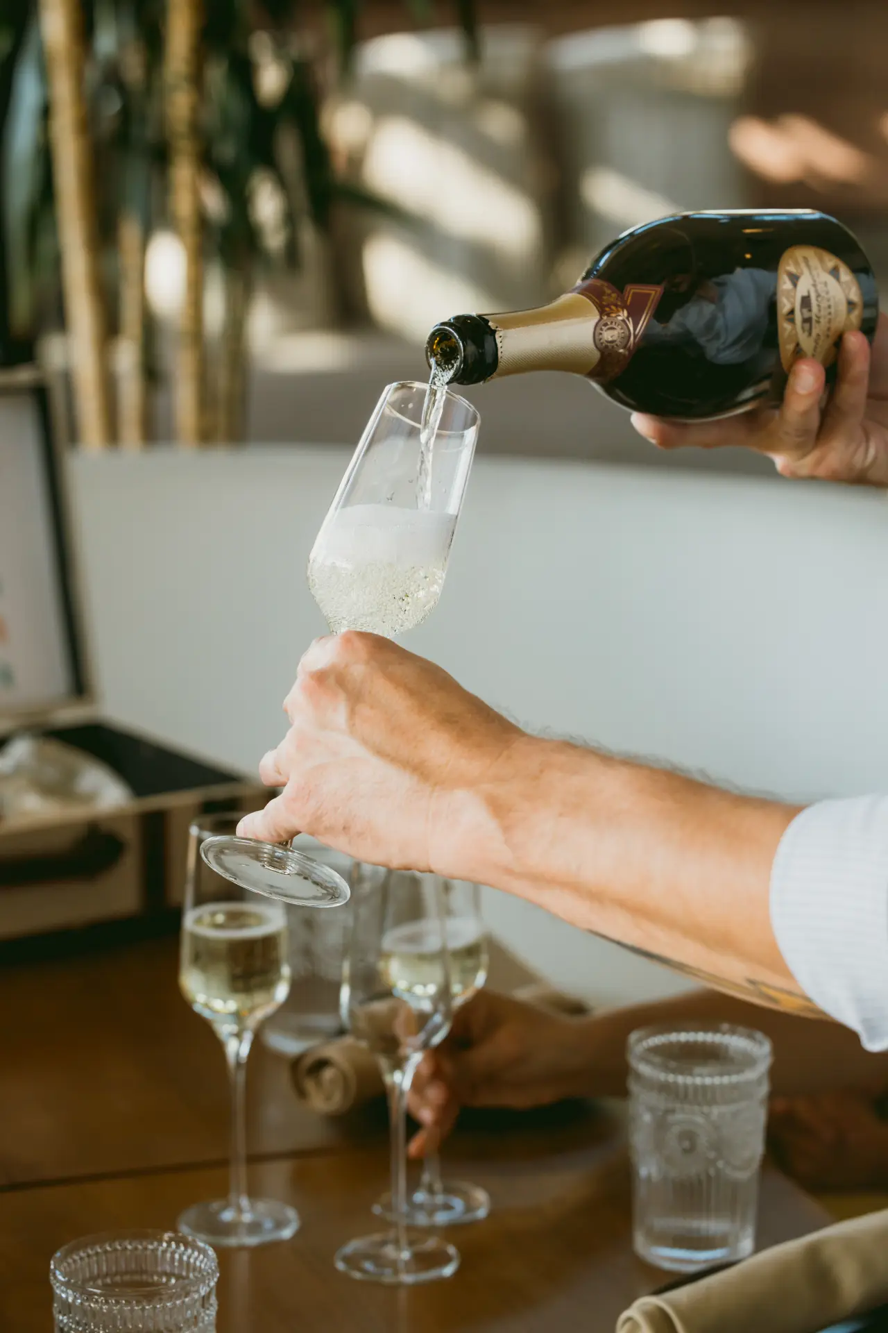 Champagne poured for the toast