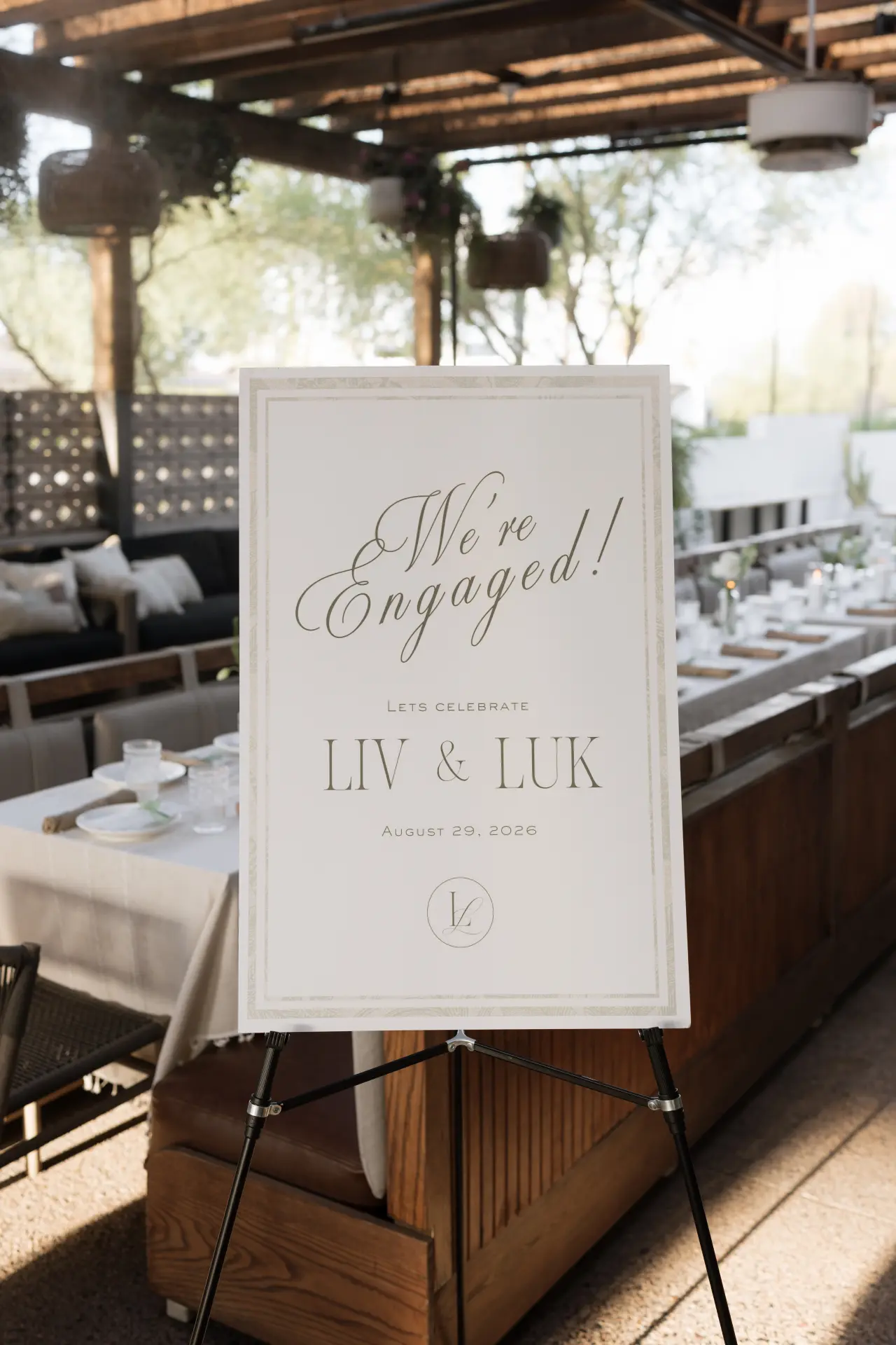 A We're Engaged welcome sign at CALA